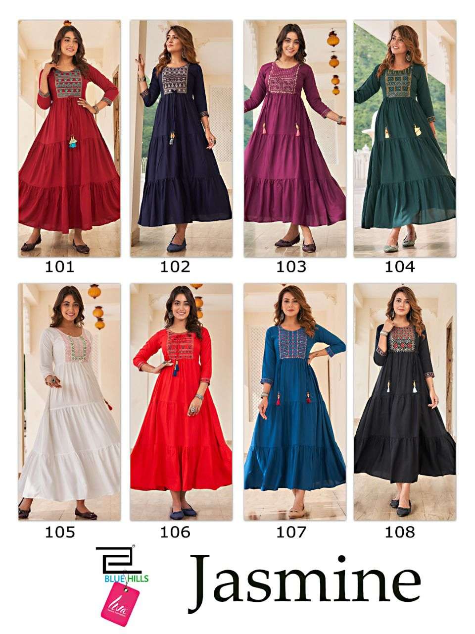 BLUE HILLS JASMINE DESIGNER RAYON GOWNS LATEST CATALOGUE (6)